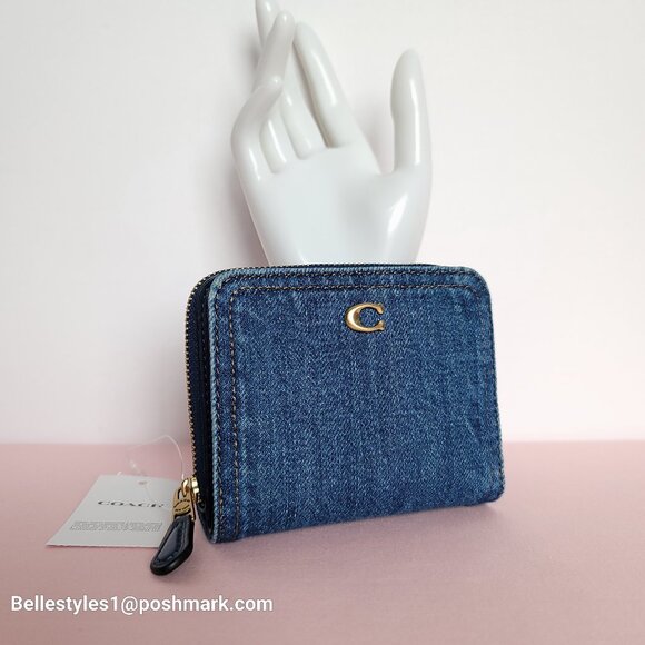 COACH Billfold Small Wallet in Denim Fabric-Deep Blue color ⭐ - Picture 3 of 16